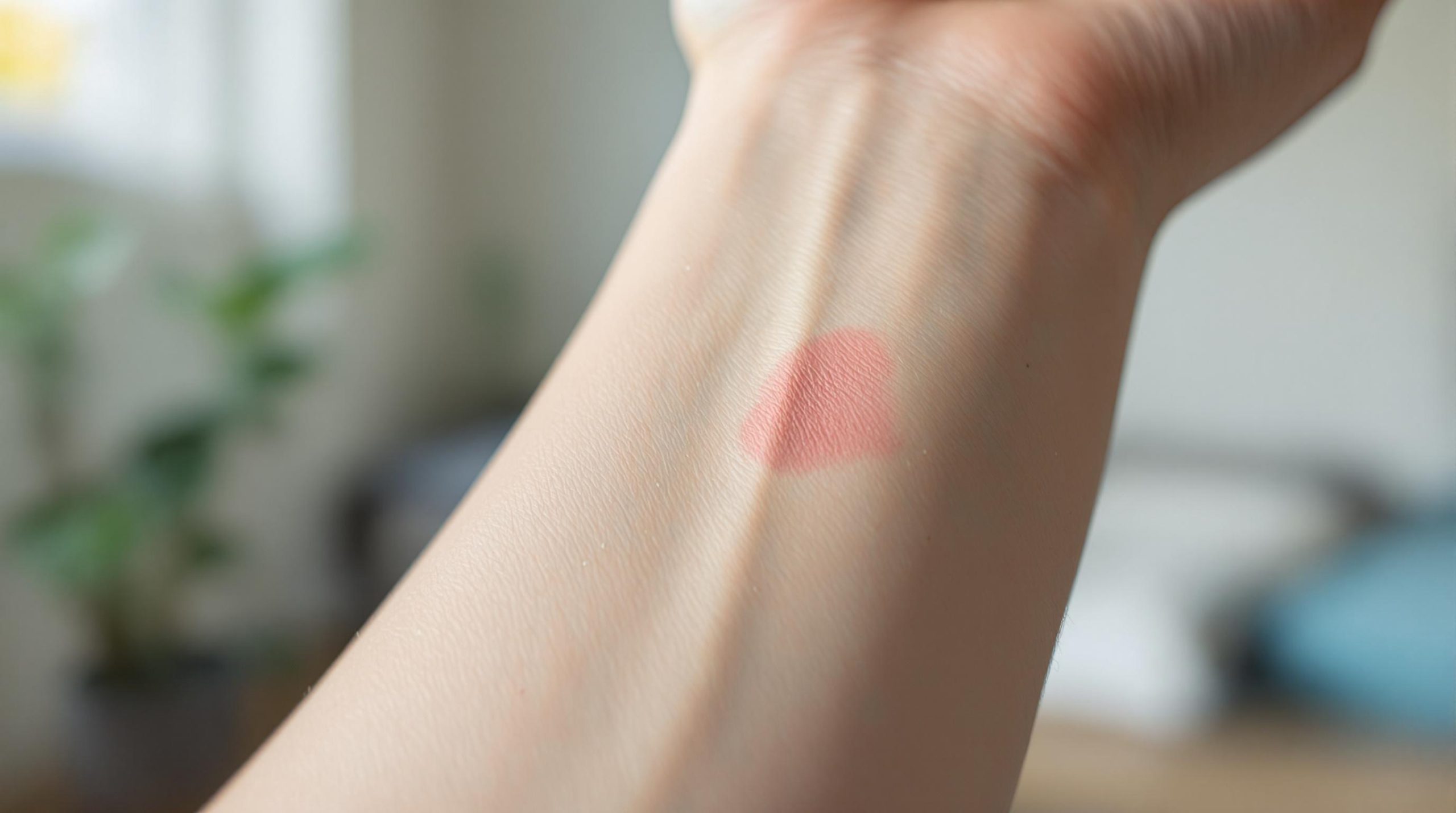 Avant-bras avec une tache rougeâtre sur la peau.